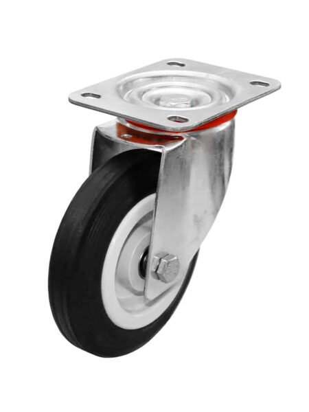 Sorte gummihjul med kunststoffælg (50-205 kg)